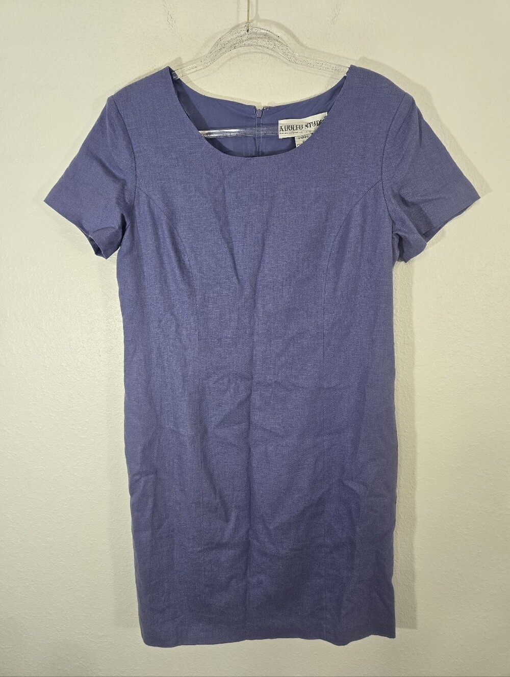 *NWT* Adolfo Studio Periwinkle Blue-Lavender Linen Blend Shift Dress, size 12